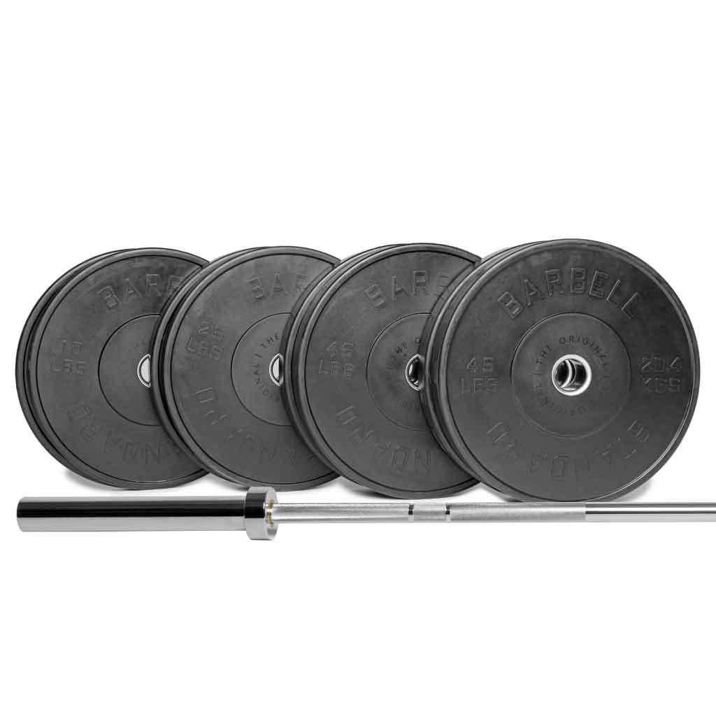 Barbell Standard 1000 set with 250 lb Olympic weight plates and barbell, durable home gym strength training set