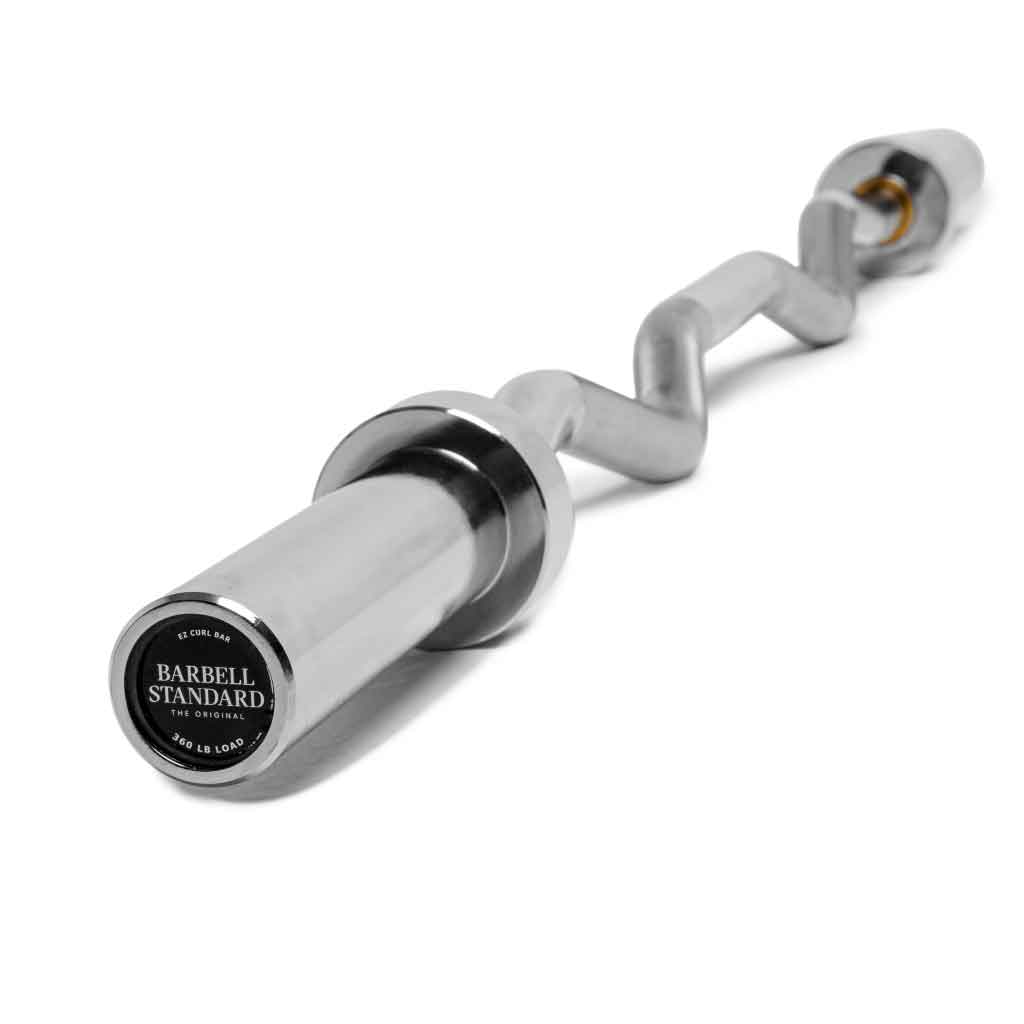 A Barbell Standard EZ Curl Bar with a silver finish and textured grip