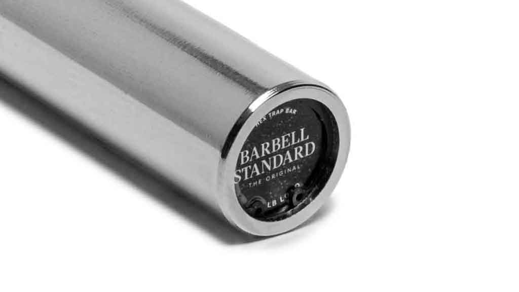 Barbell Standard trap bar end cap with chrome finish and logo for strength training equipment