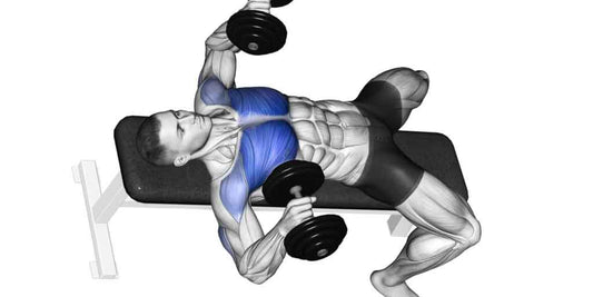 Man performing a dumbbell chest press.