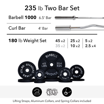 235 lb Two Bar Weight Set