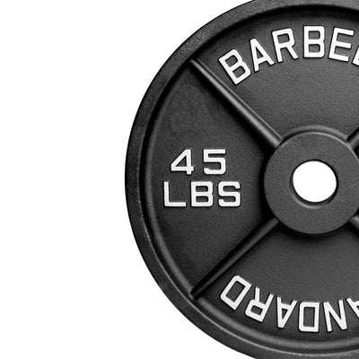 Barbell Standard 45 lb cast iron weight plate with raised lettering