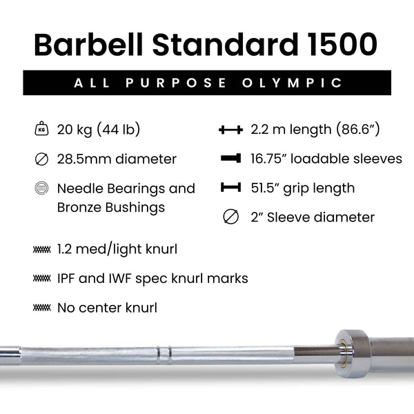 Olympic Barbells Barbell 1500 Olympic Barbell – Barbell Standard