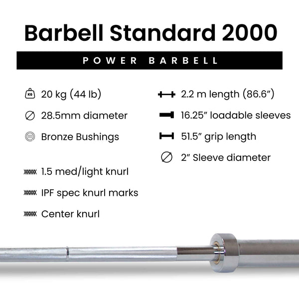 Olympic Barbells Barbell 2000 Powerlifting Barbell – Barbell